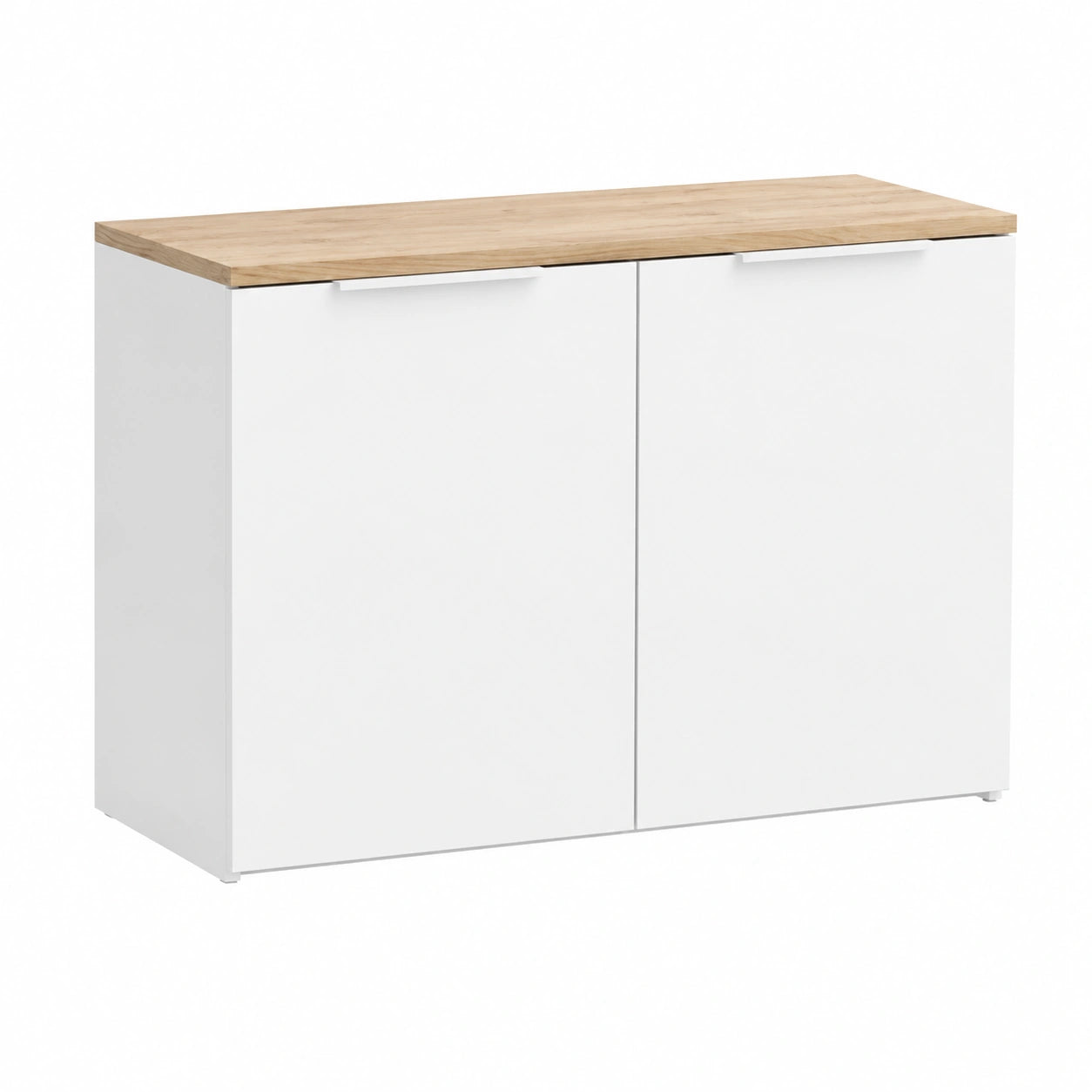 Credenza Wido, Bianco, Sonoma, 80 × 50 cm, con 2 porte
