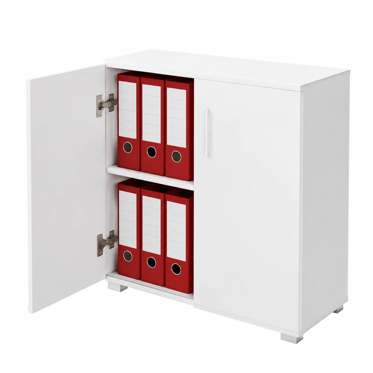 Mobile Madia con Doppia Anta e 2 Ripiani Interni Mobiletto Portadocumenti Armadio Multiuso per Ufficio, Cucina o Bagno, Credenza Moderno Legno MDF