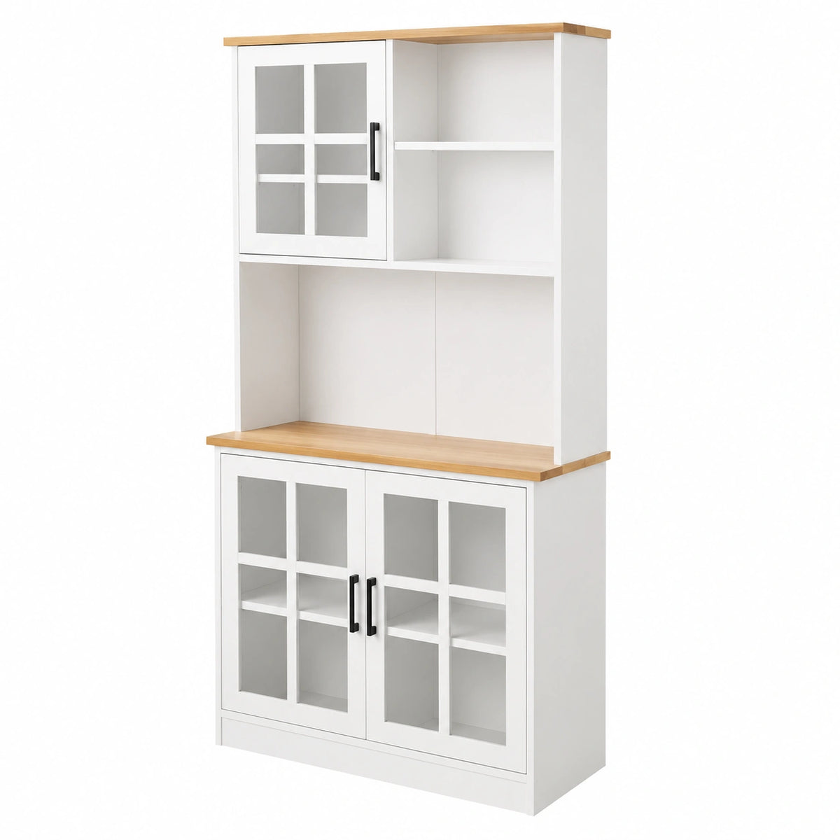 Credenza Cucina Alta Mobile Dispensa Buffet 80 × 37 × 183 cm, Armadio con Ante e Ripiani Regolabili, Piano di Lavoro Aperto, Mobile Per Sala