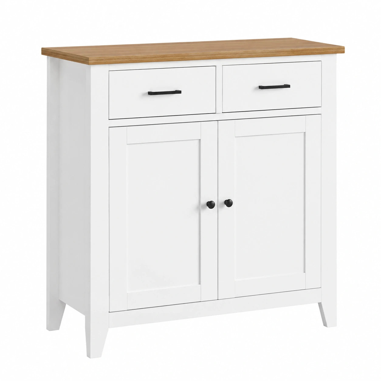 Credenza Buffet, Mobile da Cucina con 2 Armadi e 2 Cassetti, Armadio, Stile Farmhouse, Credenza Cucina per Soggiorno Sala da Pranzo