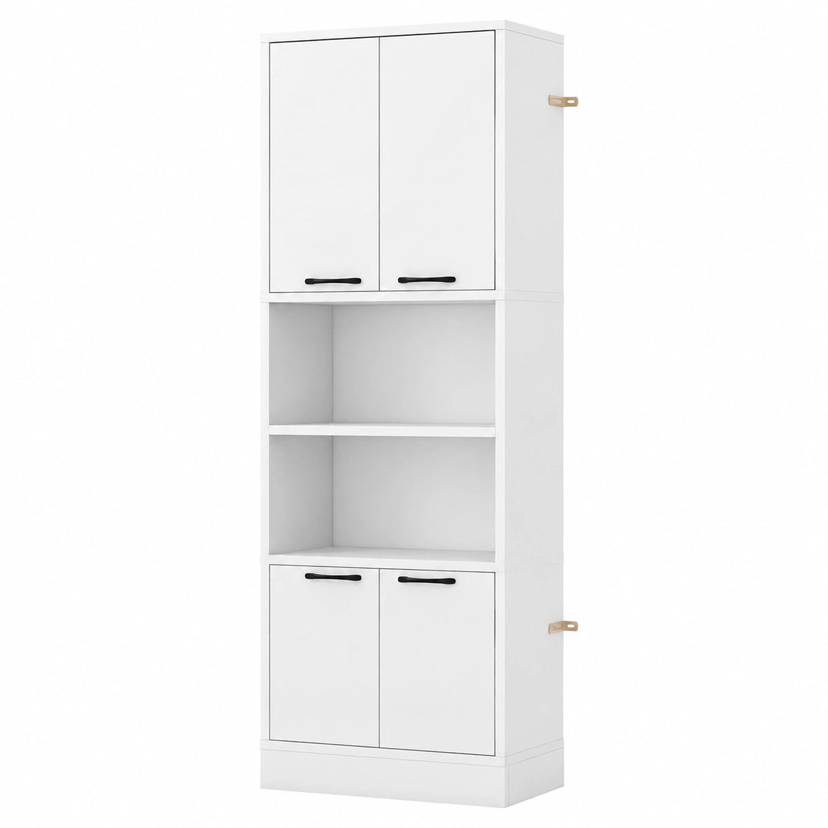 Mobile Bagno, Mobiletto Bagno Salvaspazio in Legno, 30 × 56 × 190cm, Armadietto Alto con 2 Ripiani Aperti e 4 Ante, Credenza Multiuso da Cucina