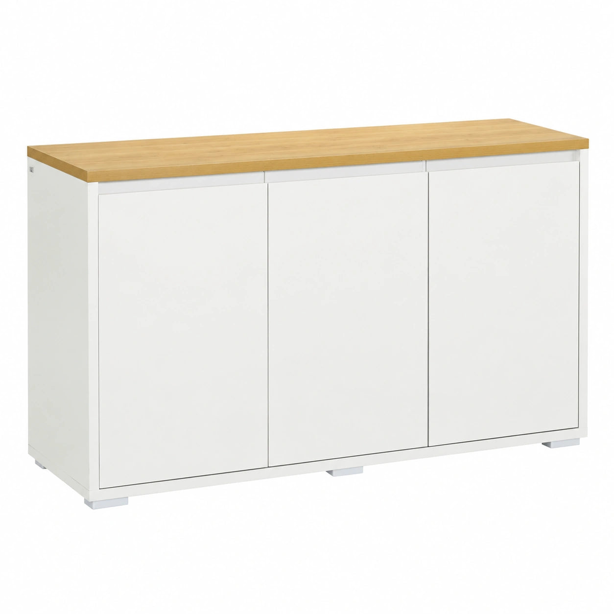 Mobile Multiuso Credenza, 120 × 37 × 75cm, Bianco e Color Legno, Mobile da Cucina con 2 Armadietti a 2 Livelli, Ripiano Regolabile