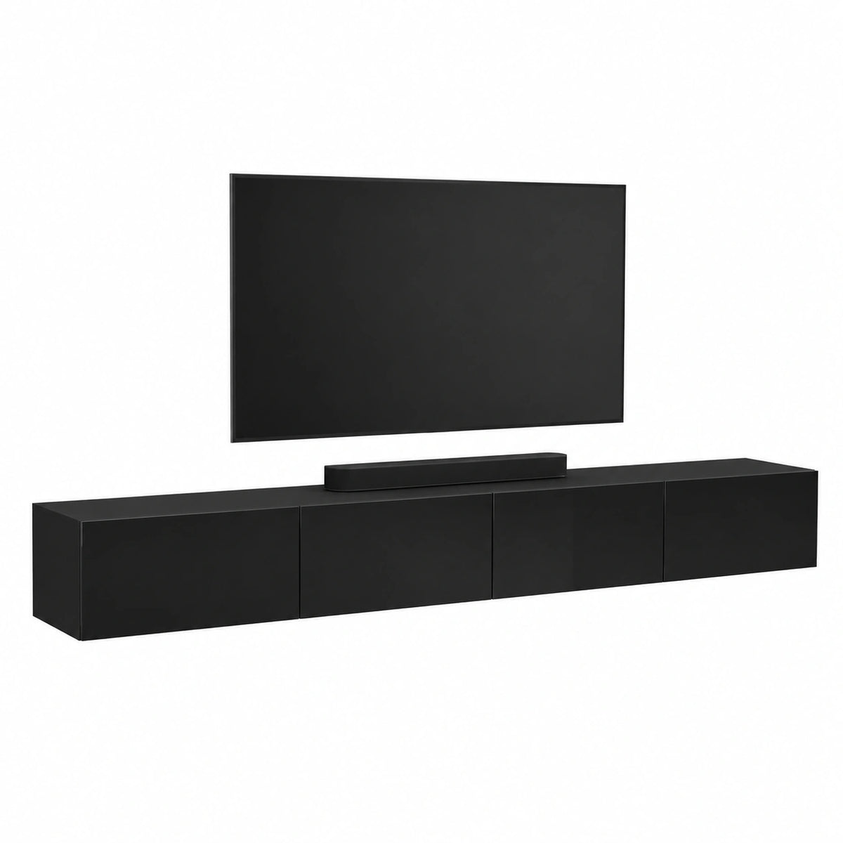 Mobile TV West, porta TV lungo 280 cm, mobiletto TV sospeso o da appoggio, mobile TV per soggiorno, 2X mobile porta TV 37,8 × 140 × 30 cm
