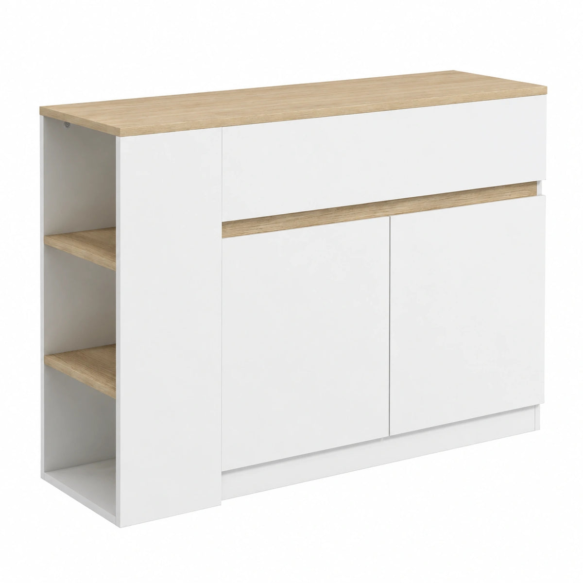 Armadio 2 ante, 2 cassetti, 110 × 29.5 × 82 cm, Bianco, Mobile contenitore