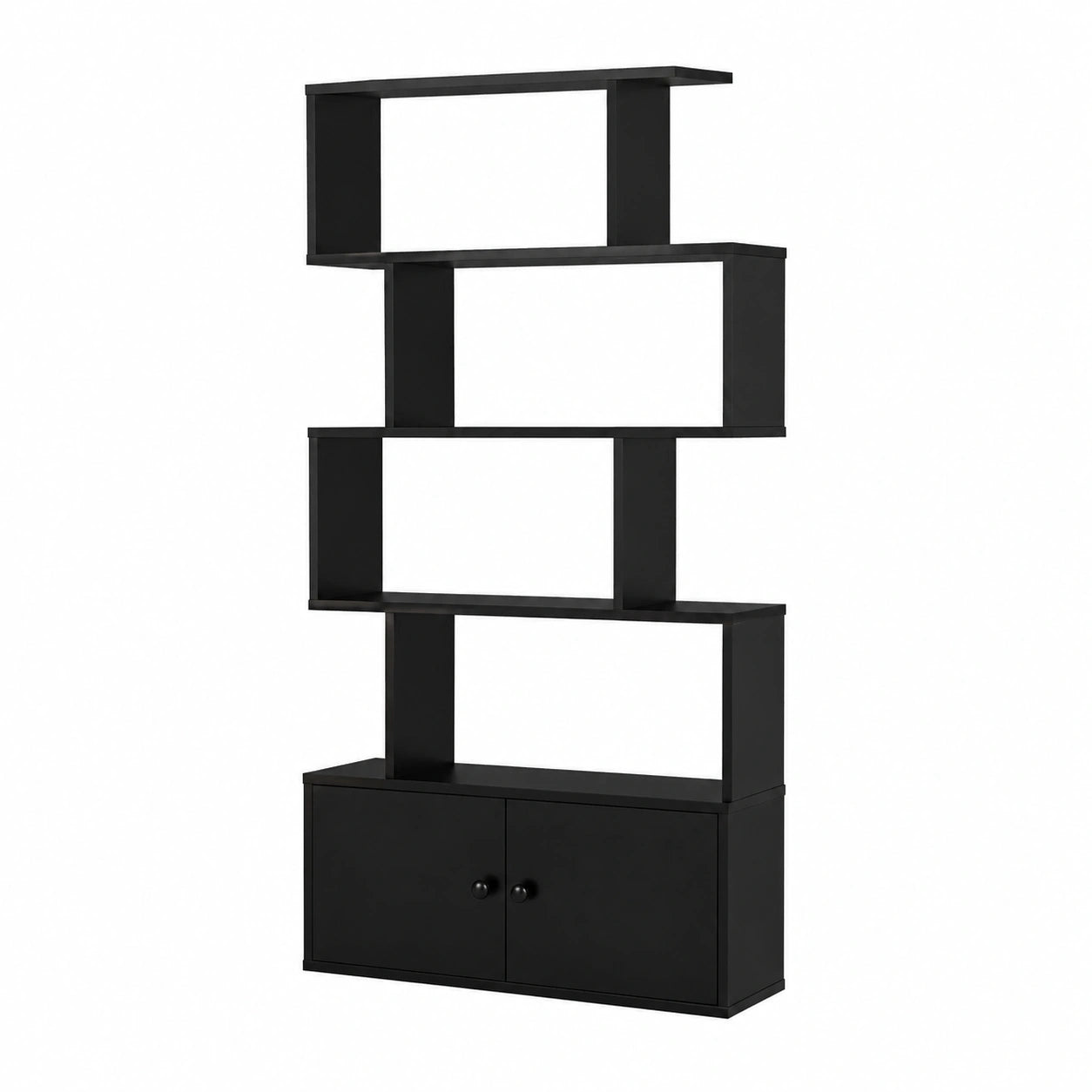 Libreria Scaffale a 5 Livelli, Libreria Verticale, Divisorio per Stanza, Armadietto con 2 Ante, Scaffale Salvaspazio e Multiuso per Soggiorno