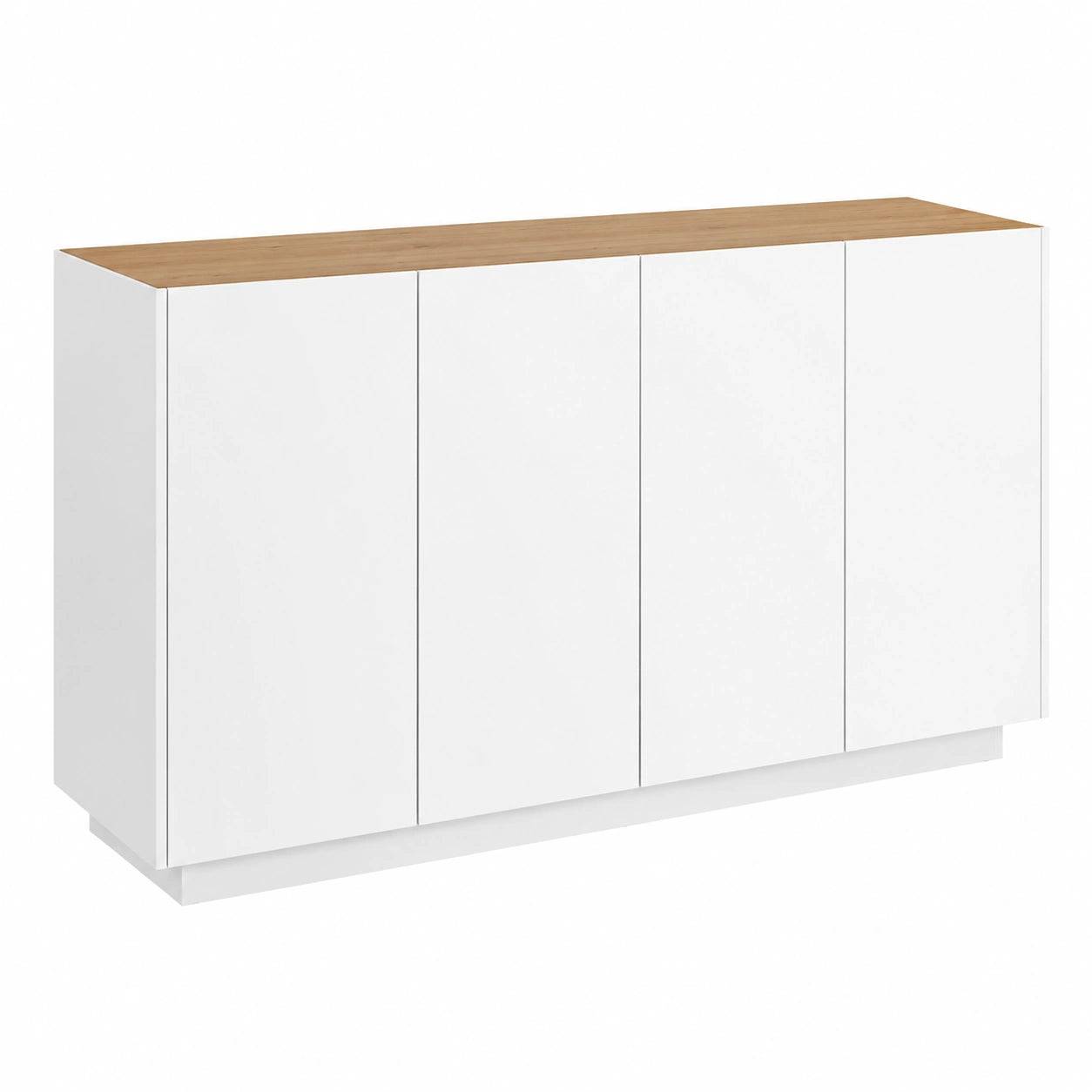 Credenza Soggiorno Madia Moderna 2 Ante 140 × 40 × 75 cm Bianco Lucido, Ripiani Regolabili, Chiusura Ammortizzata, per Sala da Pranzo, Soggiorno