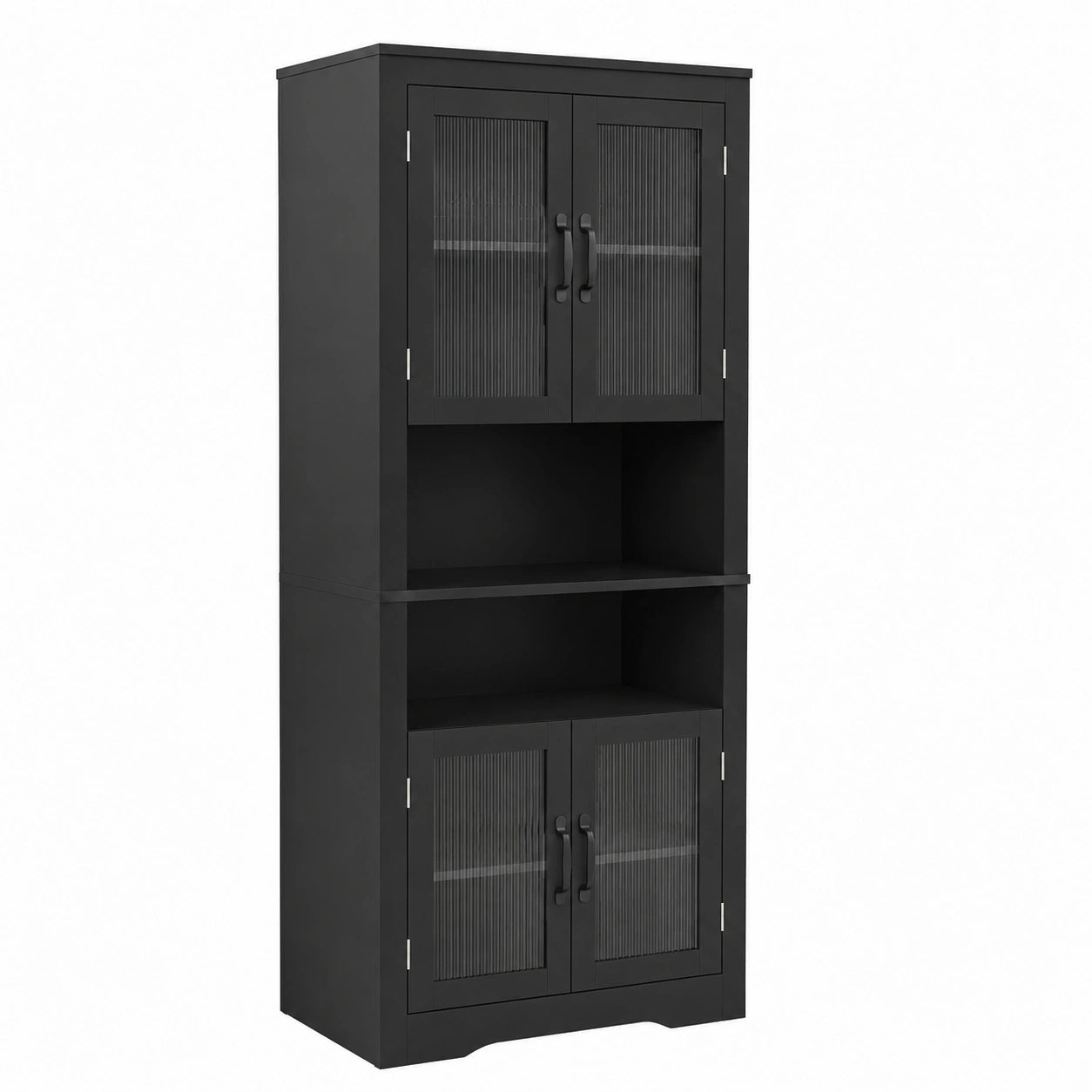 Armadio Angolare 66 × 35 × 171 cm, Mobile Bagno Triangolare Salvaspazio con 4 Ante in Vetro Temperato e Ripiani Regolabil, Mobile Angolare