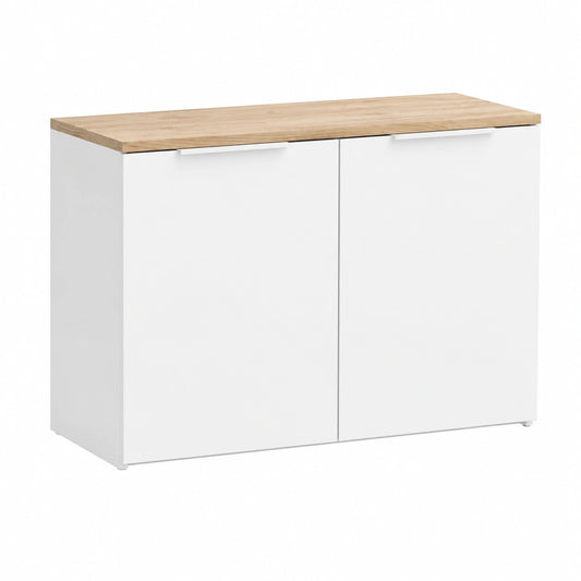 Credenza Wido, Bianco, Sonoma, 80 × 50 cm, con 2 porte
