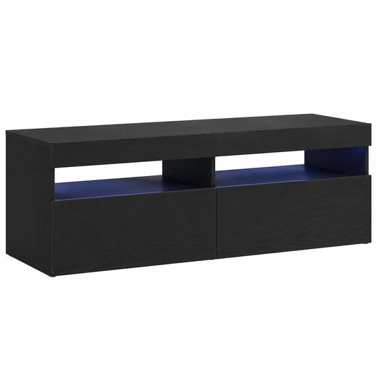 VidaXL TV-kast 120 × 35 × 40 cm Zwart Eiken Bewerkt hout, Genoeg ruimte voor je elektronica, Geeft je kamer een moderne look, Wordt geleverd met