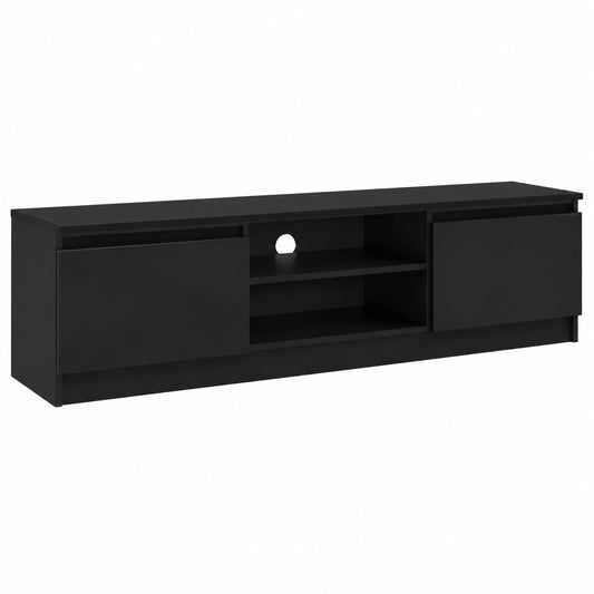 Mobile porta TV 140 cm moderno con ripiano aperto passacavi e due vani laterali senza maniglie struttura 16 mm mobile basso per soggiorno salotto -