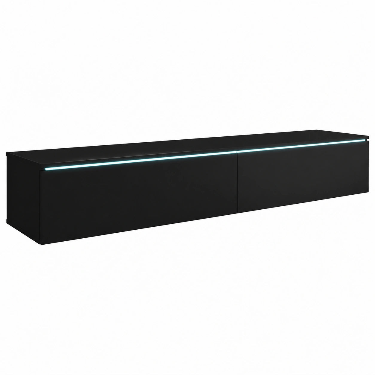 Contenitore per Soggiorno, Mobile TV Lowboard LED D180, Sospeso o a Terra, Senza Maniglie, Luce, Pannello Laminato