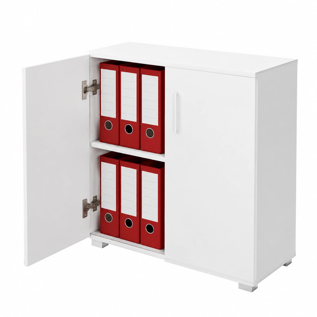 Mobile Madia con Doppia Anta e 2 Ripiani Interni Mobiletto Portadocumenti Armadio Multiuso per Ufficio, Cucina o Bagno, Credenza Moderno Legno MDF