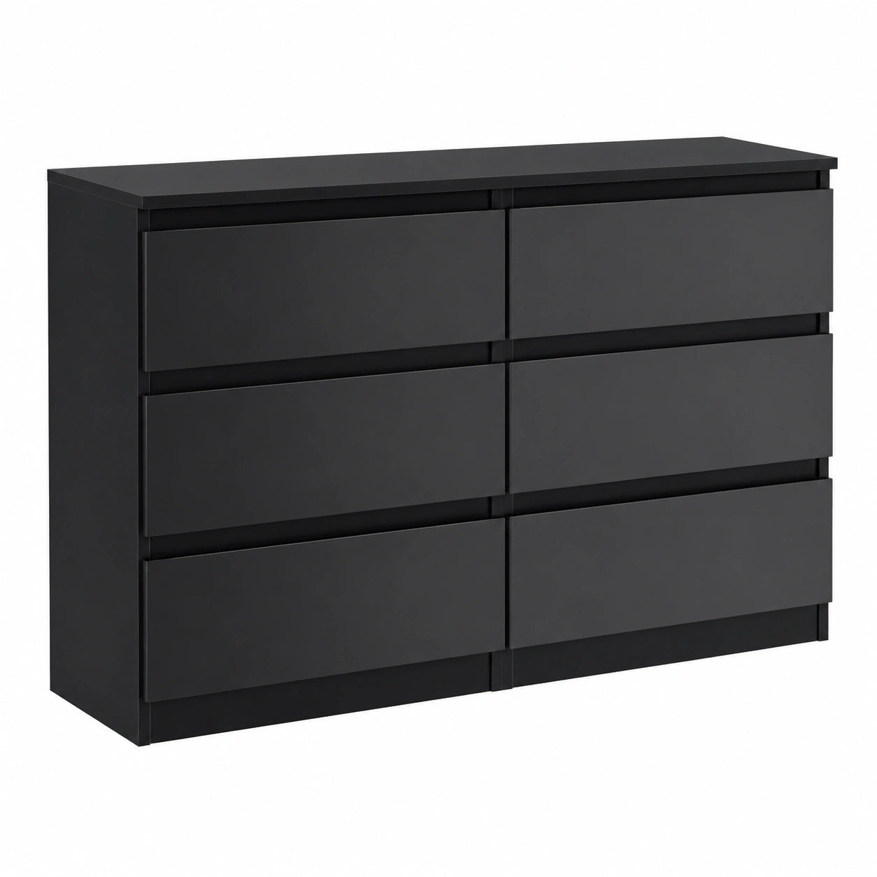 Cassettiera 120 cm, 6 Cassetti, Nero con Frontale Lucido, Credenza Soggiorno 120 × 78,5 × 39 cm, Moderna Como