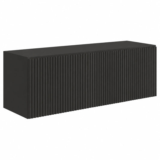 Mobile Porta TV Sospeso Nero Opaco Larghezza Totale 100 cm, Mobile TV Moderno con 2 Vani, Ante a Ribalta, MDF e Pannelli Laminati, Elegante