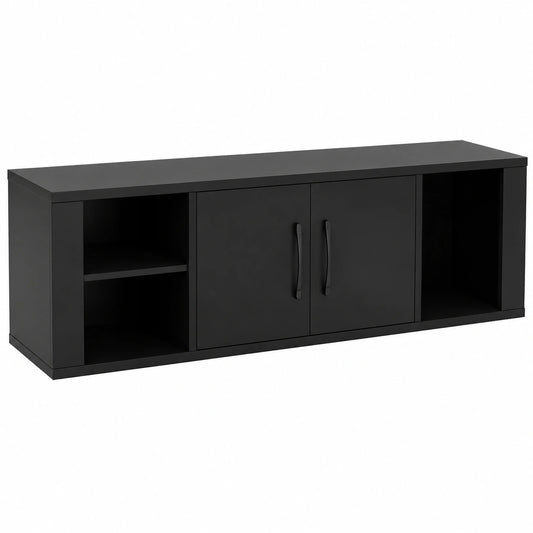 Armadio da parete, mobile TV sospeso con 2 ante, 2 cubi aperti, carico fino a 60 kg, mensola sospesa per bagno