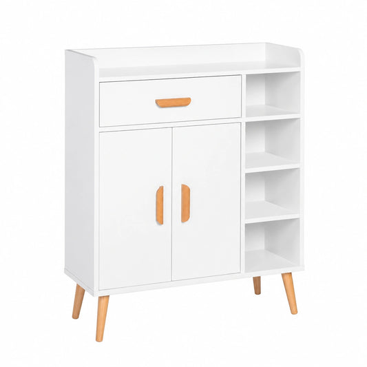 Credenza Moderna con Armadietto e Cassetto 80 × 29.5 × 96cm Bianco, Mobile Multiuso in Legno, per Cucina e Salotto