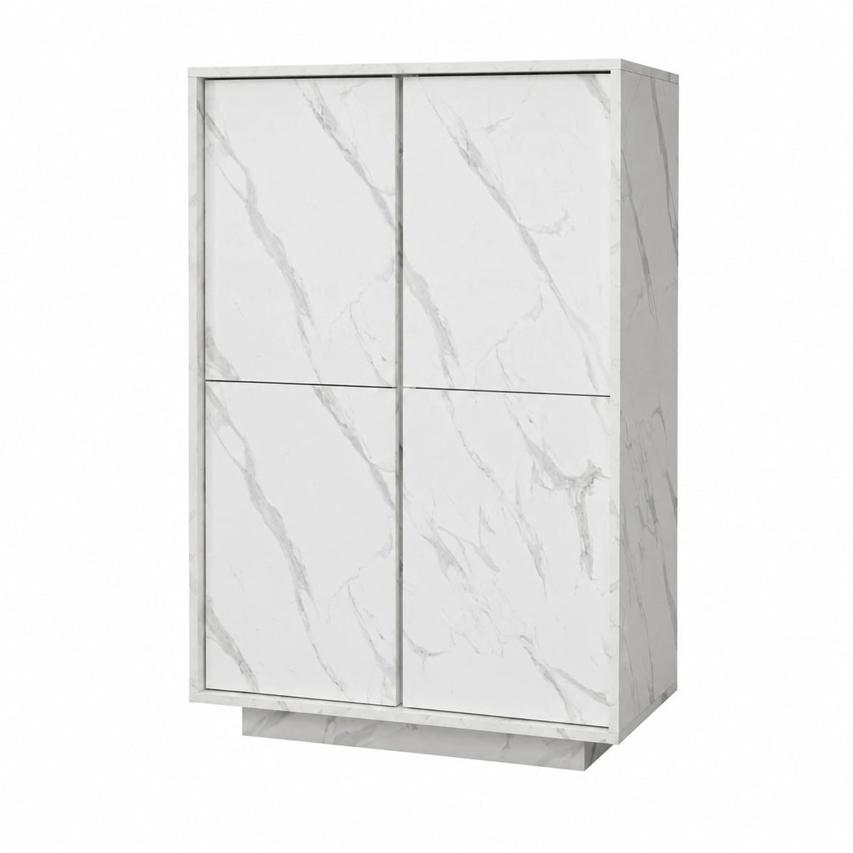 Madia con 4 Ante in Italy, Credenza Contenitore Collezione Carrara per Soggiorno Cucina Ingresso Sala da Pranzo Mobile moderno originale Marmo Bianco