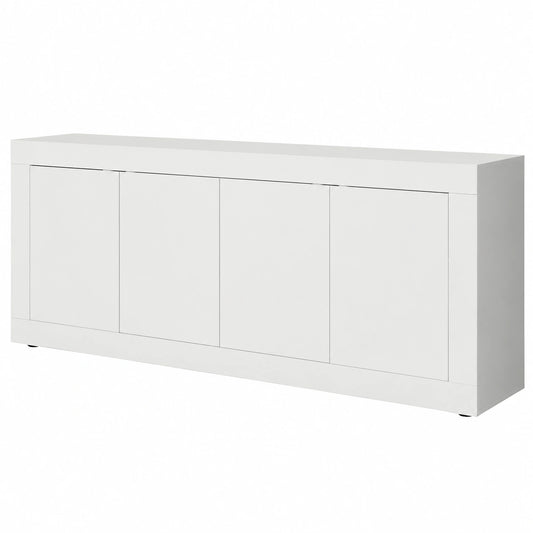 Madia con 4 Ante in Italy, Credenza Contenitore Collezione Basic per Soggiorno Cucina Ingresso Sala da Pranzo Mobile moderno originale Bianco Laccato
