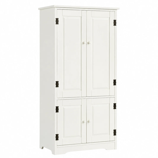 Mobile Multiuso, Armadio da Soggiorno, Credenza da Cucina in Legno, con 4 Ripiani, 59 × 32 × 123cm