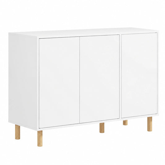 Credenza Moderna con 2 Armadietti a 3 Ripiani 107 × 40 × 80 cm Bianco, Mobile Multiuso in Legno
