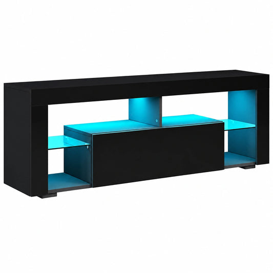 Mobile Porta TV 140 × 35 × 50.5cm, Armadio Moderno per TV, Supporto TV, per Soggiorno o Salotto - Nero