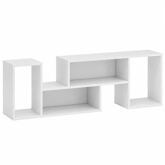 Mobile Porta TV Combinabile a 2 Pezzi, per TV Fino a 60'', Mobile TV a Angolo Soggiorno in Legno, con 4 Vani Aperti, Tavolo Media TV Multifunzionale