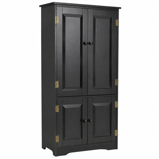 Mobile Multiuso, Armadio da Soggiorno, Credenza da Cucina in Legno, con 4 Ripiani, 58,5 × 31,4 × 123cm