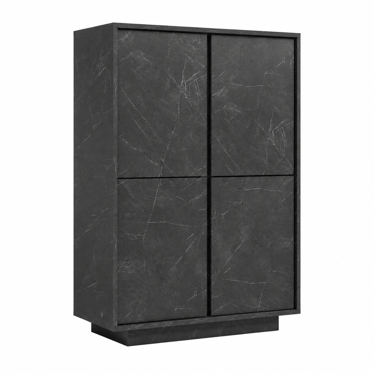 Madia con 4 Ante in Italy, Credenza Contenitore Collezione Carrara per Soggiorno Cucina Ingresso Sala da Pranzo Mobile moderno originale Marmo Nero