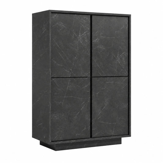 Madia con 4 Ante in Italy, Credenza Contenitore Collezione Carrara per Soggiorno Cucina Ingresso Sala da Pranzo Mobile moderno originale Marmo Nero