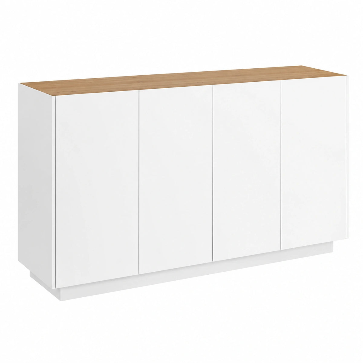 Credenza Soggiorno Madia Moderna 2 Ante 140 × 40 × 75 cm Bianco Lucido, Ripiani Regolabili, Chiusura Ammortizzata, per Sala da Pranzo, Soggiorno