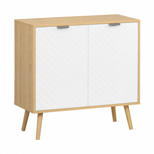 Mobiletto Multiuso Moderno con Ripiano Regolabile 77 × 35 × 77.5 cm, in Truciolato e Legno di Pino, Ripiano Interno Regolabile su 3 Livelli, Mobile