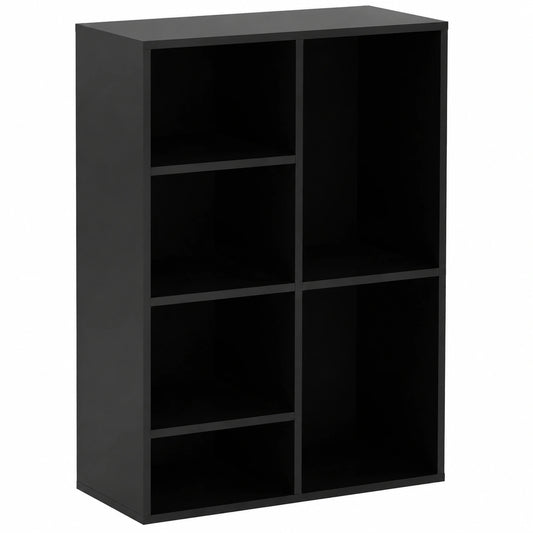 Libreria a Cubi Componibile, Scaffale Modulare Nero a 5 Scomparti, Mobile Multiuso per Soggiorno, Camera e Ingresso, Moderno