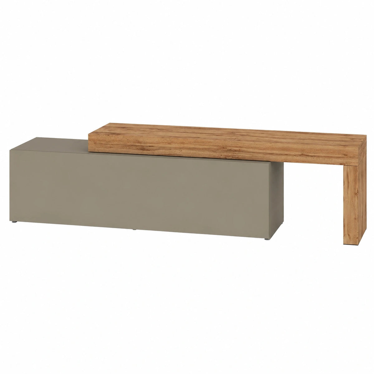Mobile Porta TV CHRONOS per Soggiorno con 1 Anta a Ribalta, Mobile Tv Regolabile per Salotto in Legno, 190, 350 × 40 × 51 cm, Tortora Opaco e Rovere