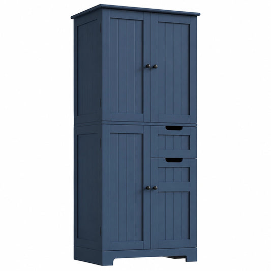 Mobile Alto de Bagno, Armadietto da Pavimento per Bagno, Armadietto Ausiliario con 2 Cassetti e 4 Ante, Adatto per Corridoio, Camera da Letto
